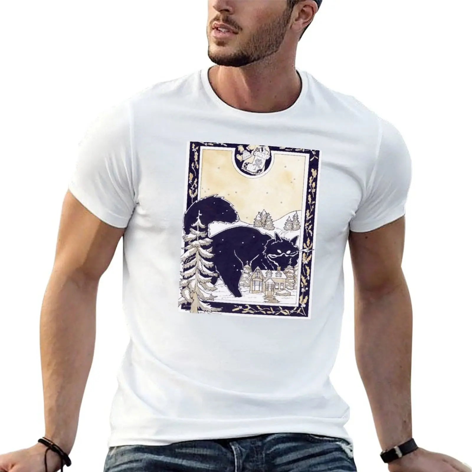 

Футболка Yule Cat, мужские футболки, высококачественная роскошная брендовая футболка, мужская хлопковая футболка