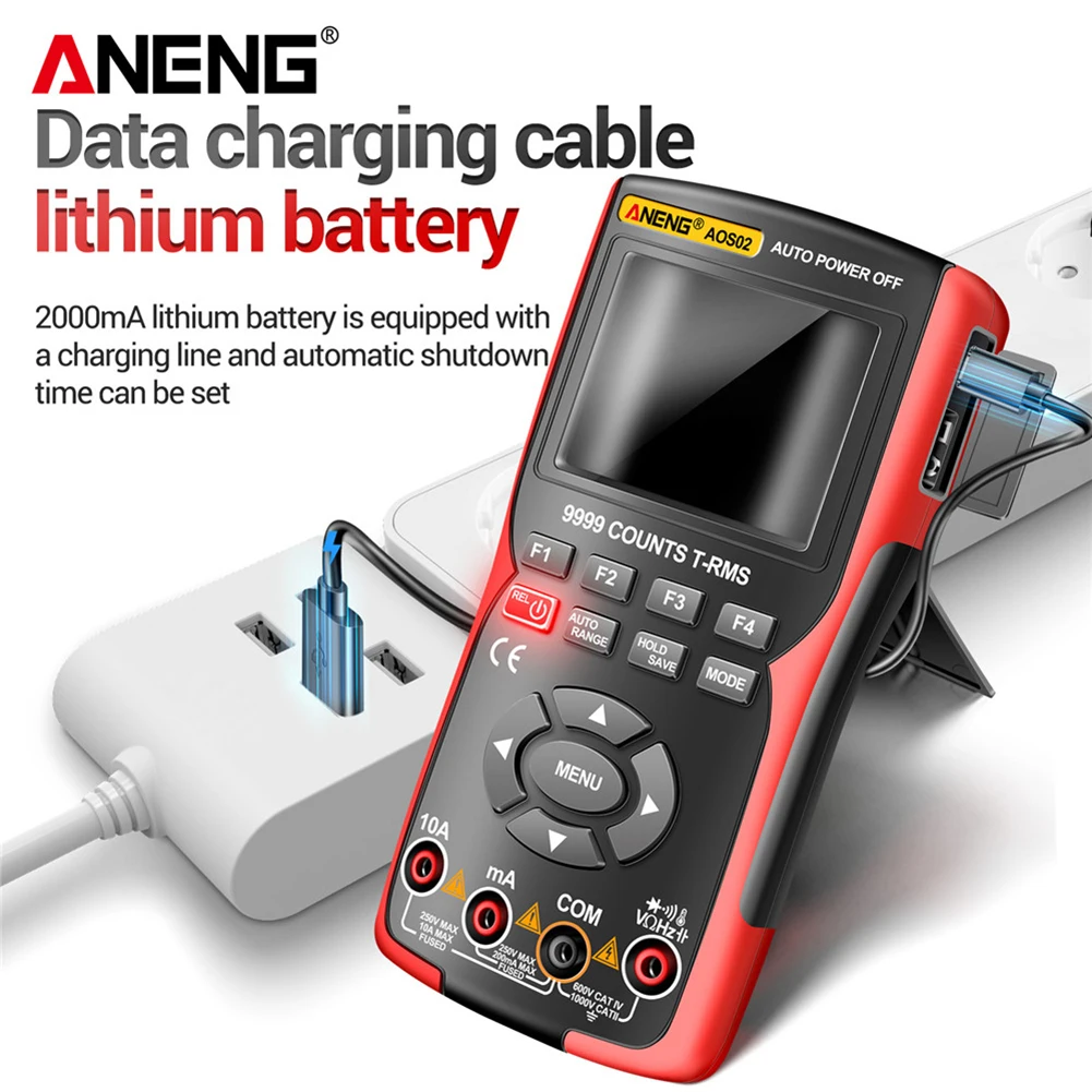 

ANENG AOS02 Digital Oscilloscope Transistor Test Multimeter 48MS/s Sampling Rate 10MHZ Analog Bandwidth Support Waveform Storage