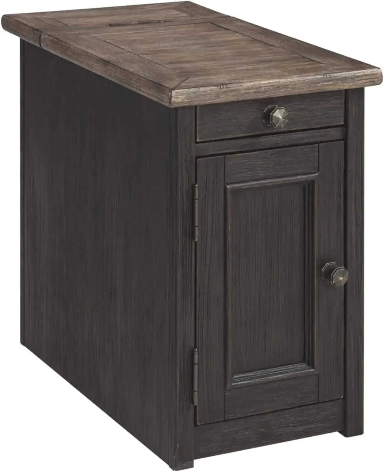 Design by Ashley Tyler Creek Rustic Chair Side End Table with Pull-Out Tray & USB Ports, Brown