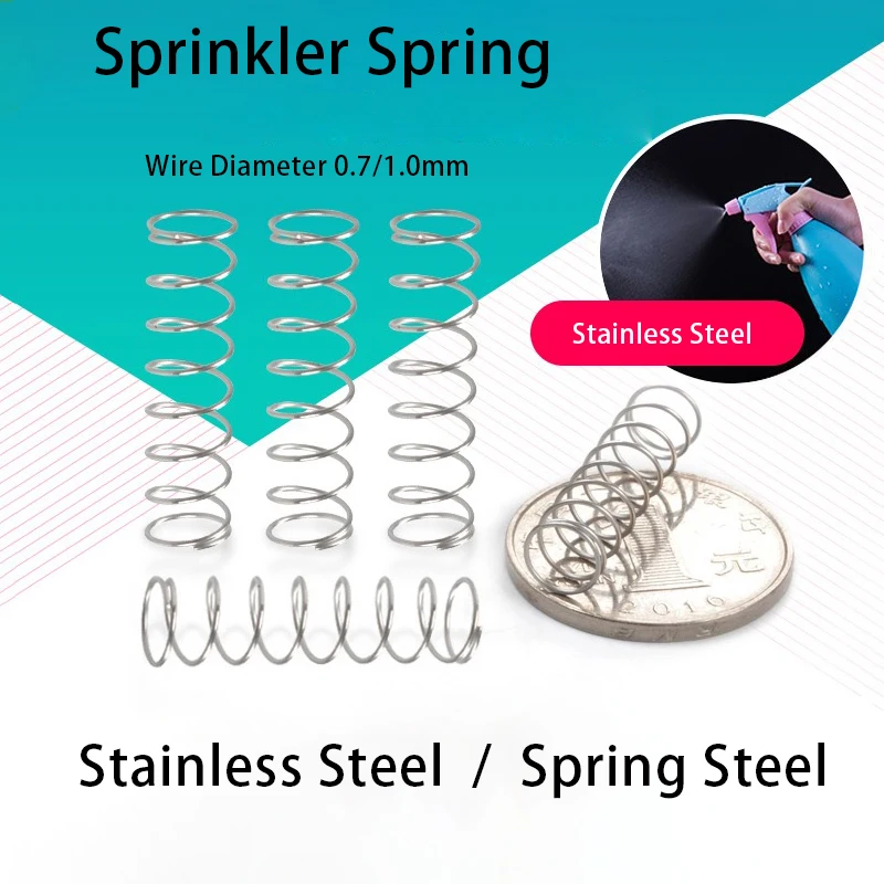 

Sprinkler Spring Spray Bottle Part Stainless Spring Steel Compression Spring Wire Diameter 0.7/1mm Outer Dia 7/8mm Length25/35mm