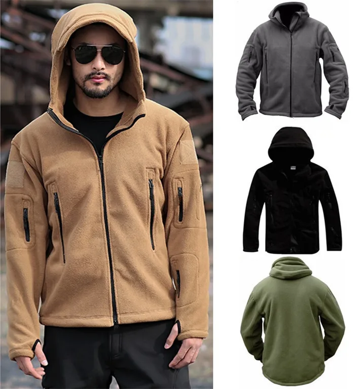 

New Men's Casual Outdoor Tactical Hooded Sweater Men's Fleece Solid Color Sweatshirt Autumn and Winter Men's Wear sweatshirts