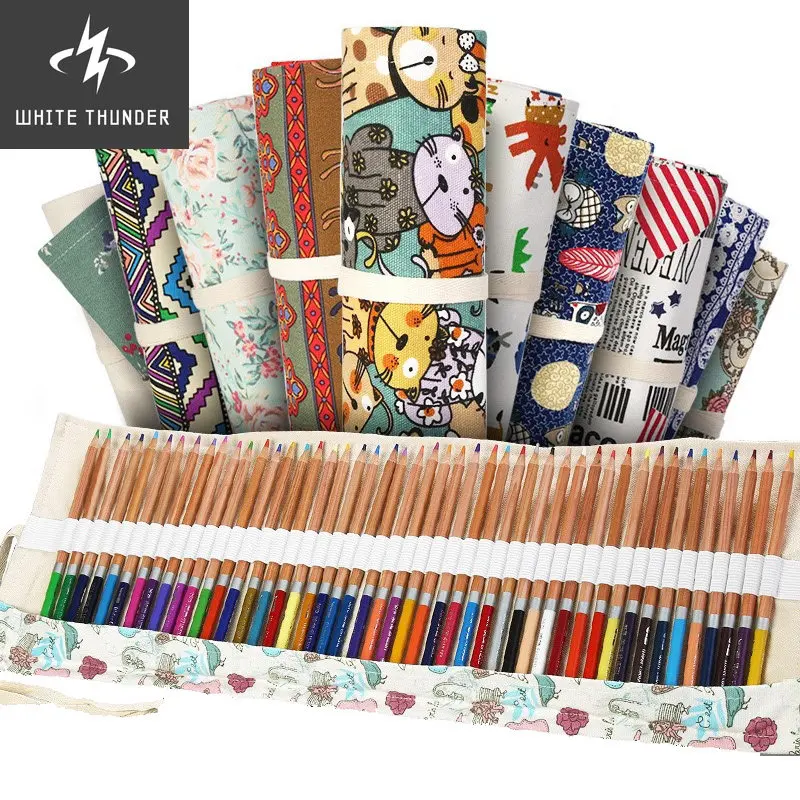 36 Holes Pencil Case School Supplies student Art Pen Bag Pouch Canvas Pen Wrap Roll Makeup Cosmetic Brush Pen Storage Stationery