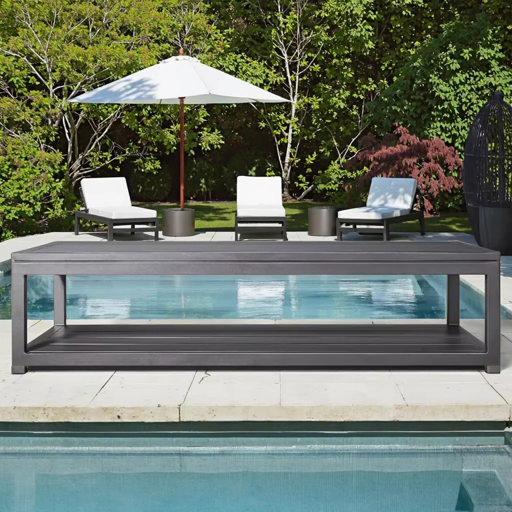 

# Зеленый металлический алюминиевый кофейный столик для патио