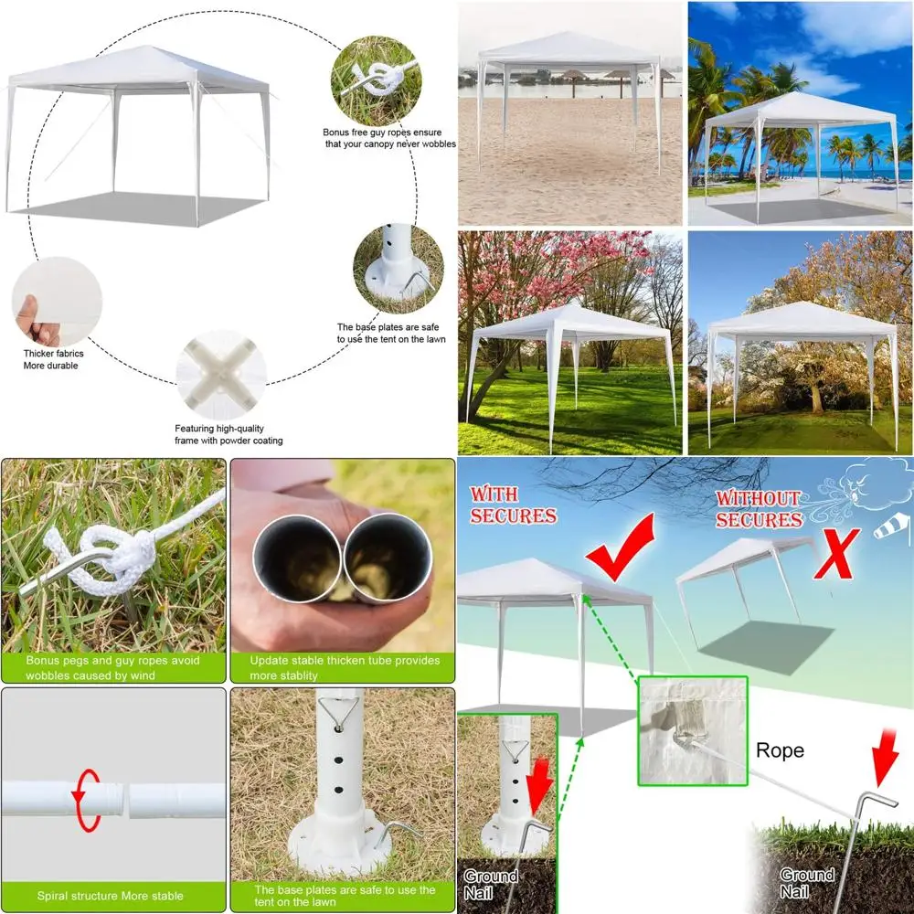 

Белая уличная палатка 10x10 с отстегивающимися боковыми стенками и прозрачными окнами