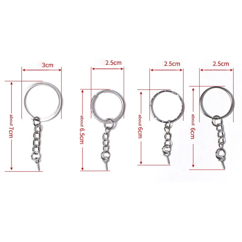 20pcs/lot Screw Threaded Eye Pins Keychain Split Ring Key Chains Keyrings  DIY Retro Fashion Keychains Accessories