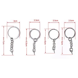 20pcs/lot Screw Threaded Eye Pins Keychain Split Ring Key Chains Keyrings DIY Retro Fashion Keychains Accessories