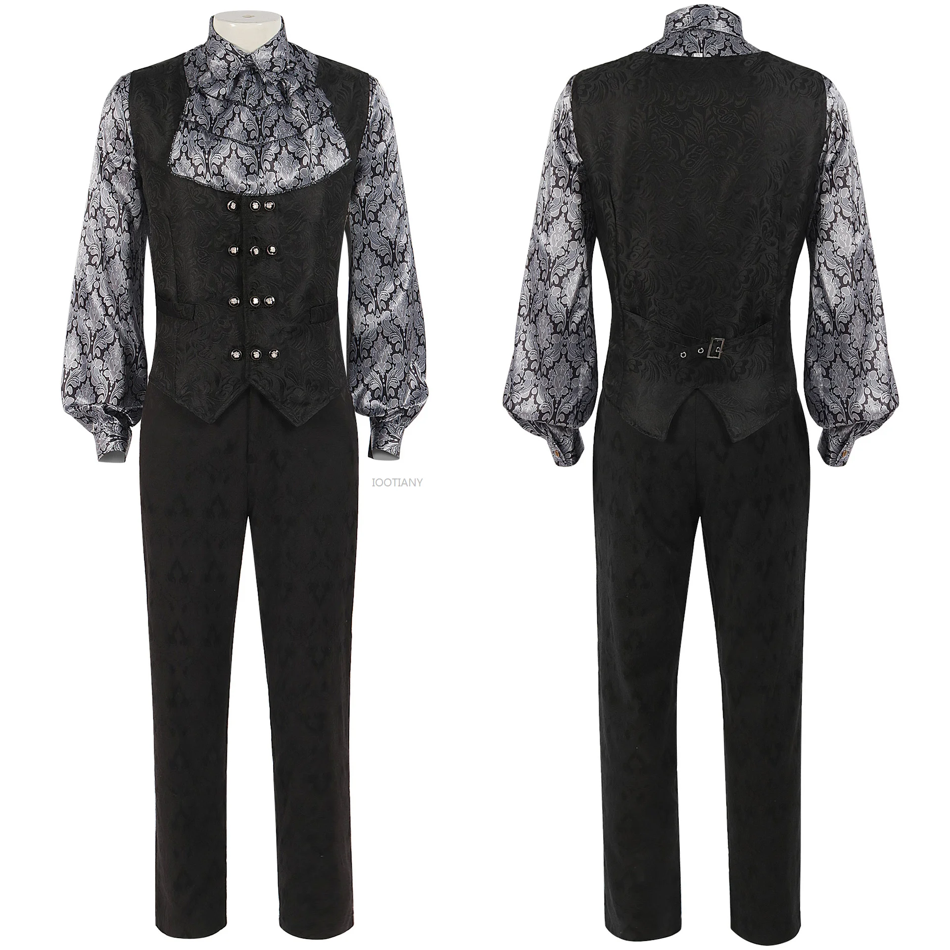 

Y01 New Unisex Medieval Cosplay Costumes Steampunk Victorian Pleated Shirt Trousers Waistcoat Carnival Party Performance Outfits