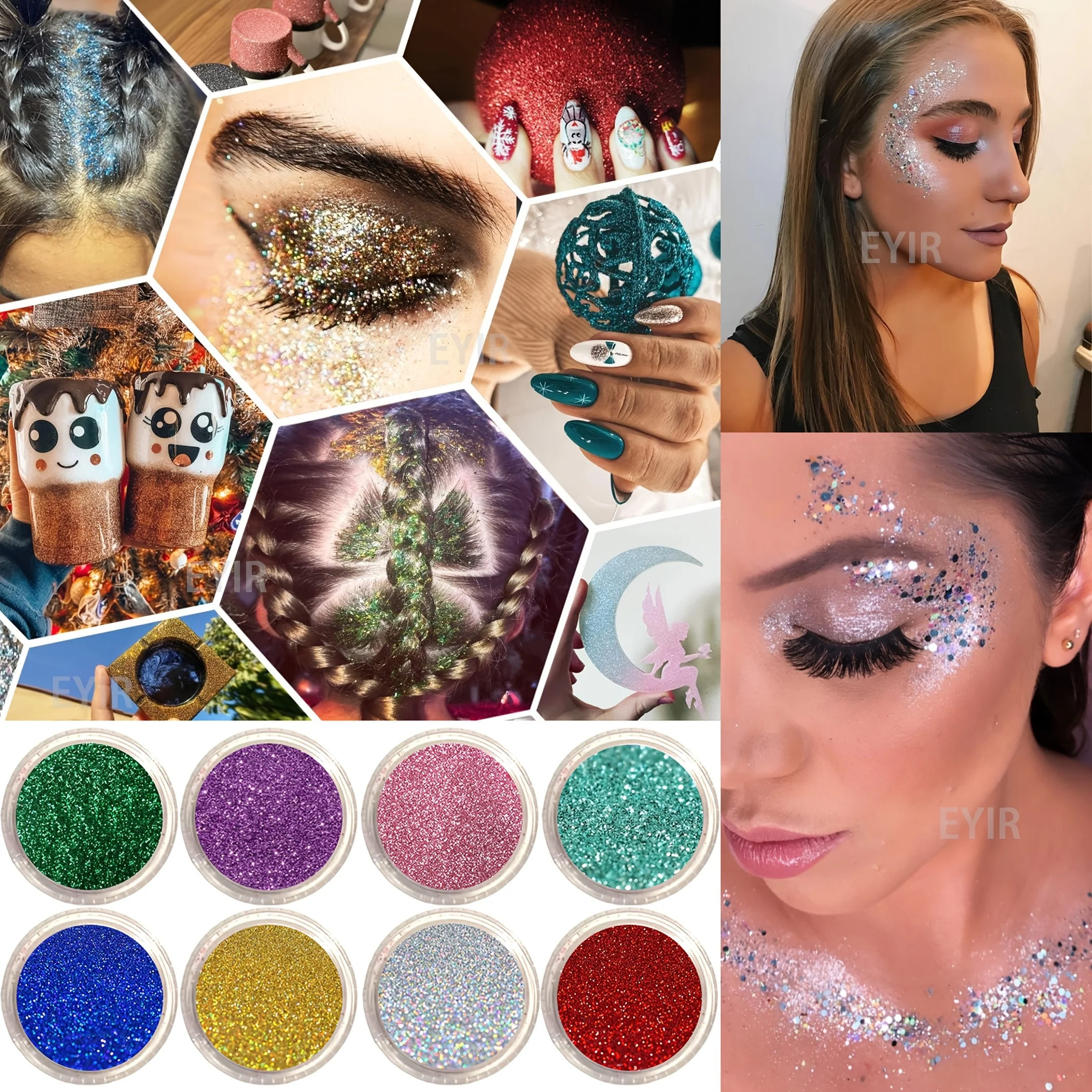 EYIR 8-Color Glitter Tattoo Se - đánh giá và giá Body Jewelry Glue