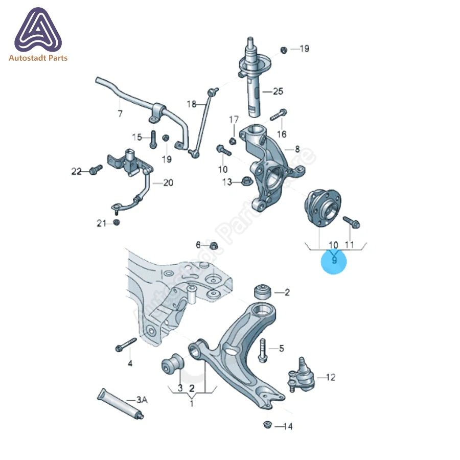 Front Wheel Hub Bearing Assembly For Audi A3 TT For VW Beetle CC Eos Golf GTI Jetta Passat Tiguan 1T0498621 3C0498621 5K0498621