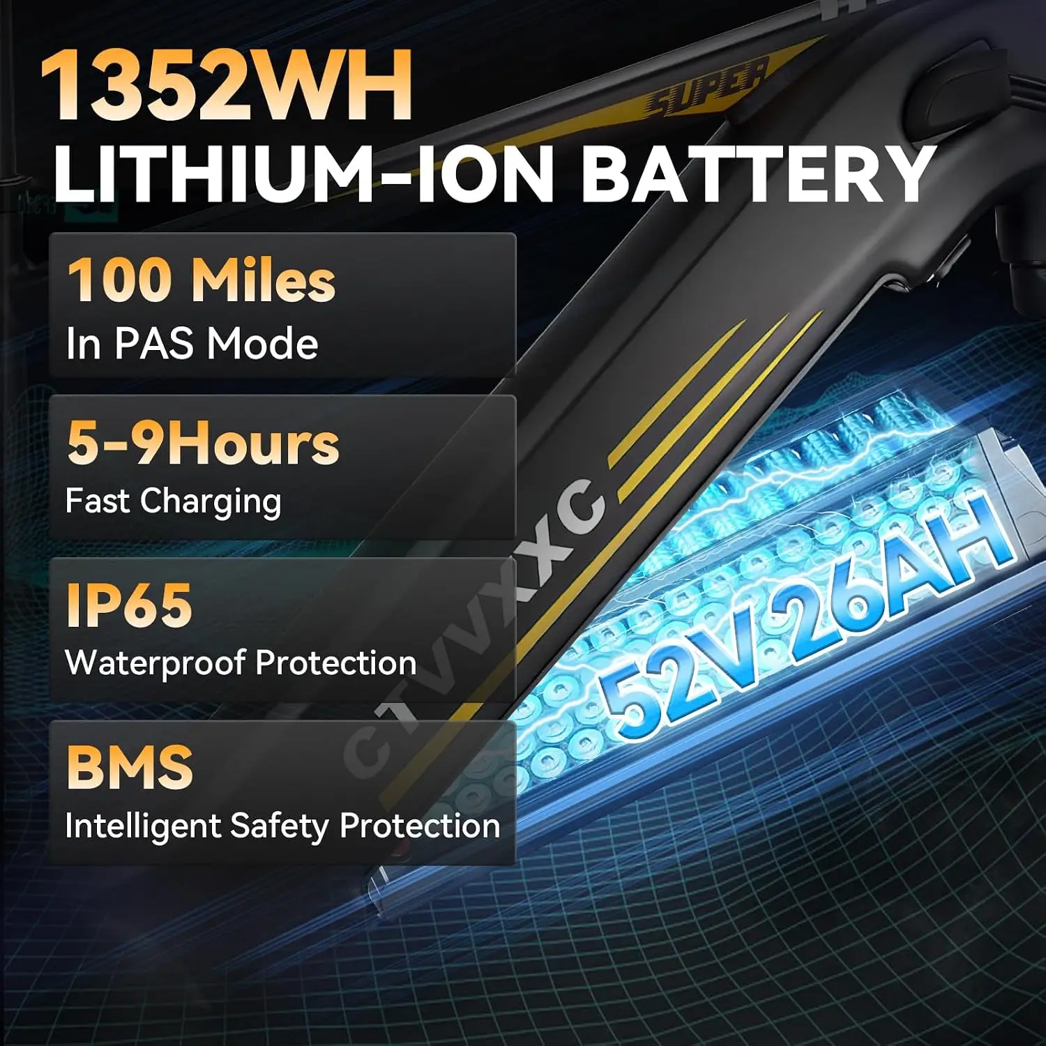 9000W Peak 52V 30Ah Dual Motor Electric Bike for Adults 100 Miles Range, Customized