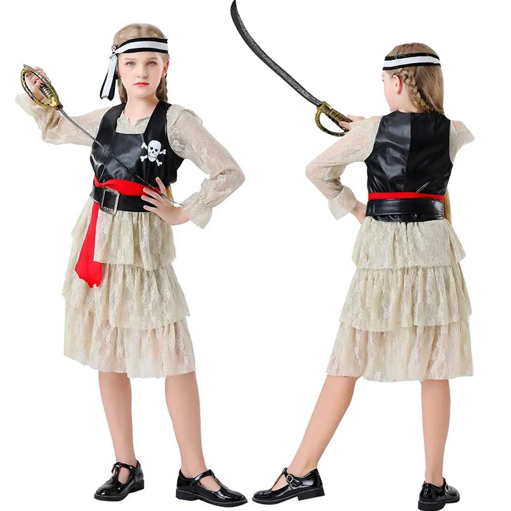 زي تنكري قرصان قديم من العصور الوسطى للأطفال ، الكبار ، الفتيات ، الأولاد ، العائلة ، لعب أدوار فيكتوري ، فستان ، خيال ، بدلة هالوين