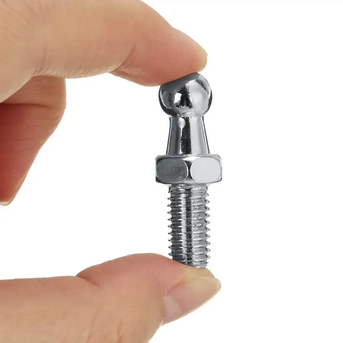 Universal 2pcs Silver Boot Bonnet Gas Strut End Fitting 10mm M8 Ball Pin Joint Valve Spring Holders