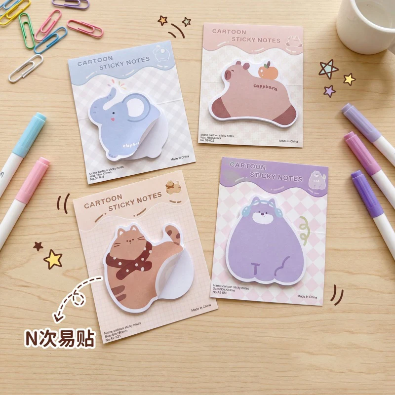 80pcs/lot Kawaii Elephant Dinosaur Rabbit Animal Memo Pad Cute N Times Stationery Label Notepad Bookmark Post School Supplies