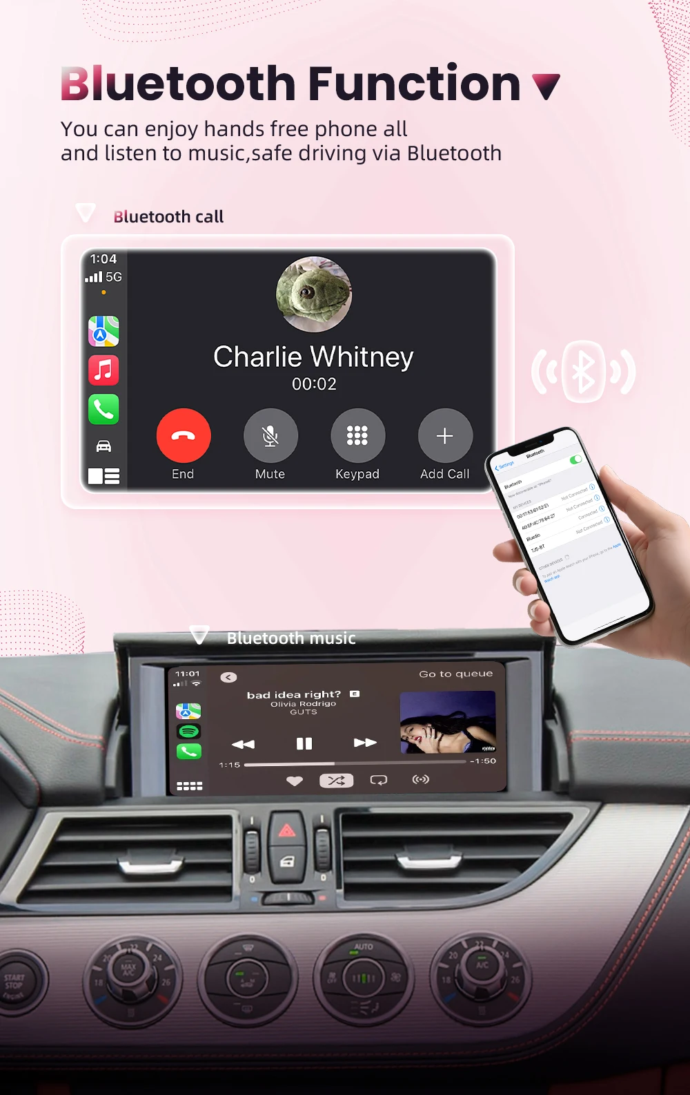 BONROAD Wireless CarPlay Android auto Module Apapter for BMW Z4 E89 CIC EVO System with Bluetooth Airplay Mirror Link Functions – Detail 7