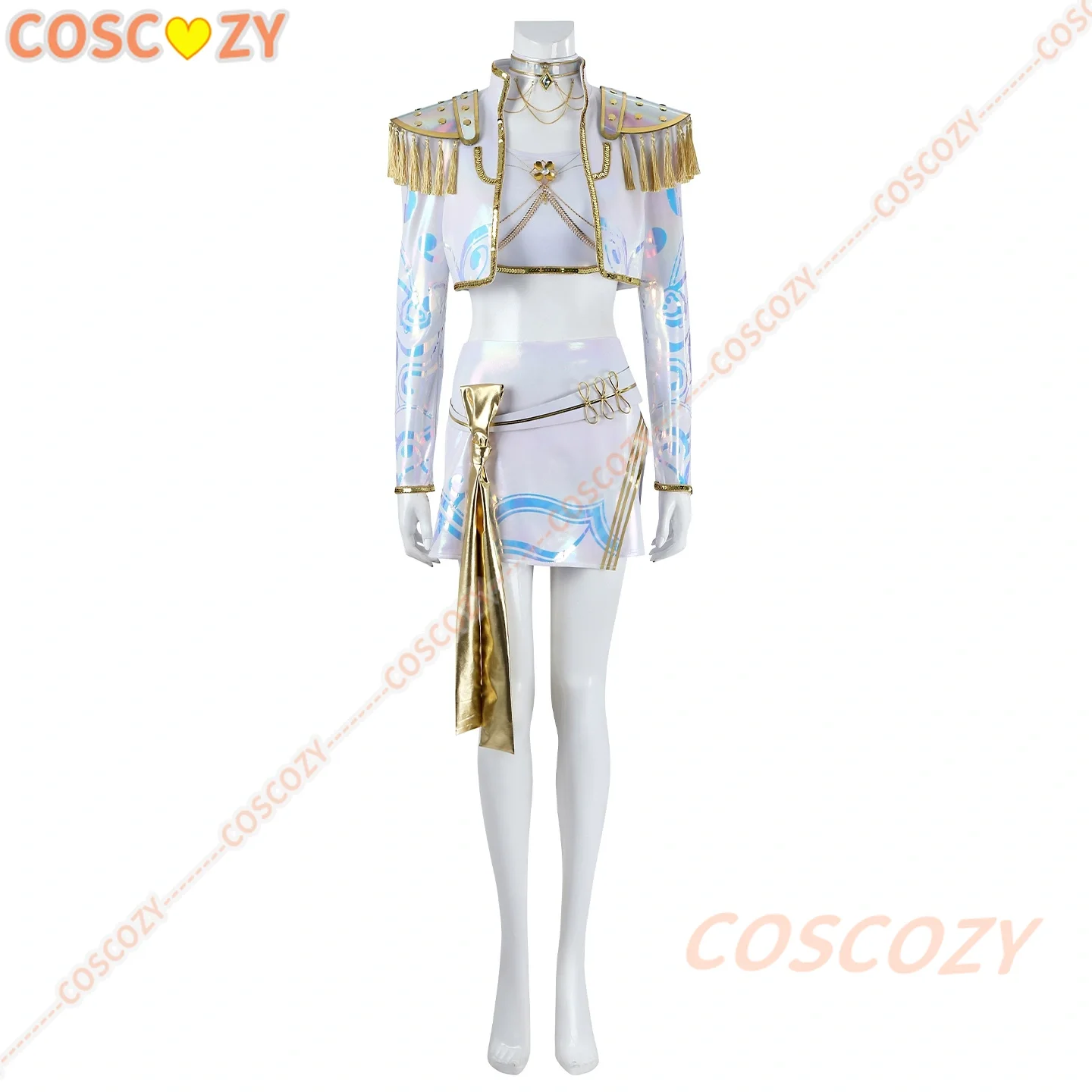 KPop شيطان الصيادين ميرا تأثيري حلي شعر مستعار جلد علوي تنورة هنتركس موحدة القرط الدعائم النساء الفتيات حفلة الهالوين الزي #3