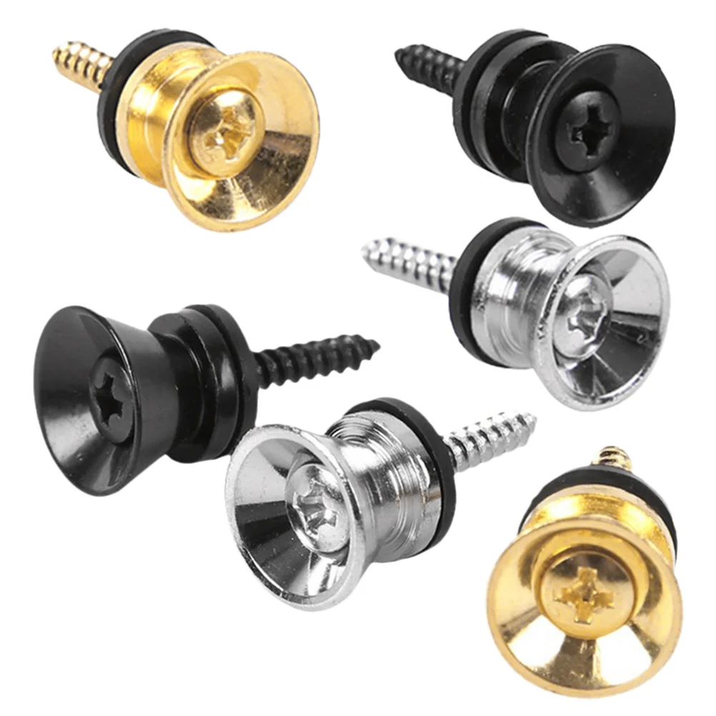 Fechaduras de alça de guitarra, 6 peças, liga de metal, resistente ao desgaste, botões de travamento de substituição para guitarra elétrica clássica acústica
