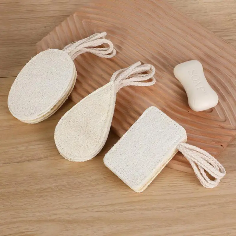 Brosse de douche douce en luffa naturelle, épurateur de corps, éponge exexexpansive de bain, tampon nettoyant, bouffée de douche, outil de soin de