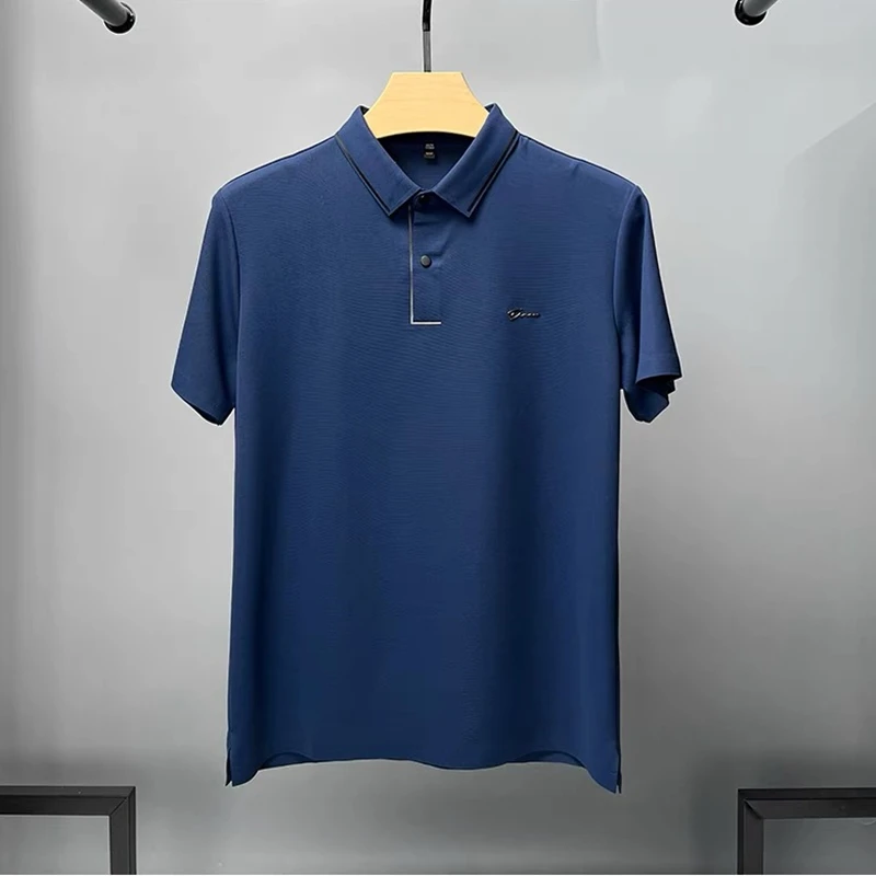 High end ice silk comfortable and breathable short sleeve T-shirt men\'s summer fashion brand embroidery casual Paul polo shirt