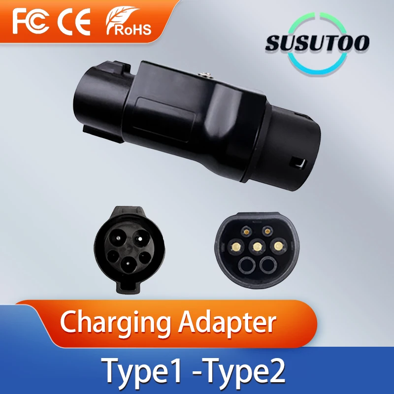 SUSUTOO-EV Adaptador de carregador, J1772 para IEC62196, Tipo 1 para Type2, 32A, 1Phase, 7.2kw Max, Carregador Conversor