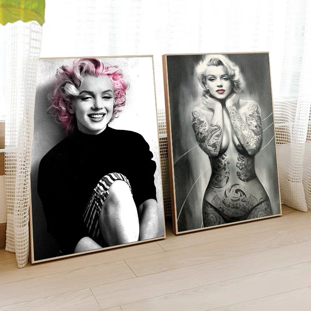 Marilyn Actor Monroe Paintings Movie Sticky Posters Whitepaper Sticker DIY Room Bar Cafe Posters Wall Stickers