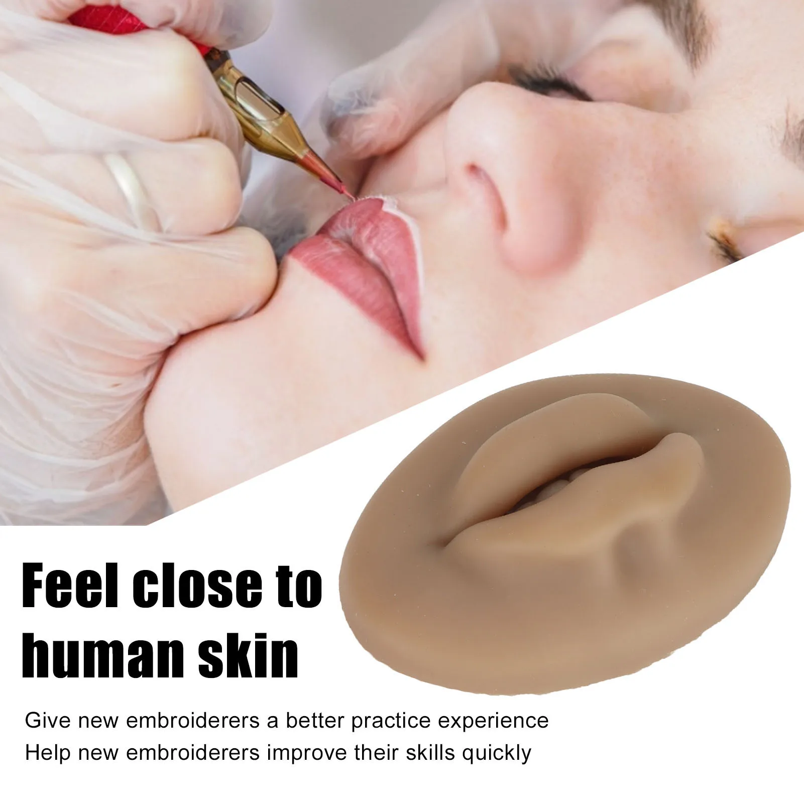 Fake Skin Lips 3D Silicone Lips Semi Permanent Soft Real Skin Touch Feeling Fake Lips for Microblading Training
