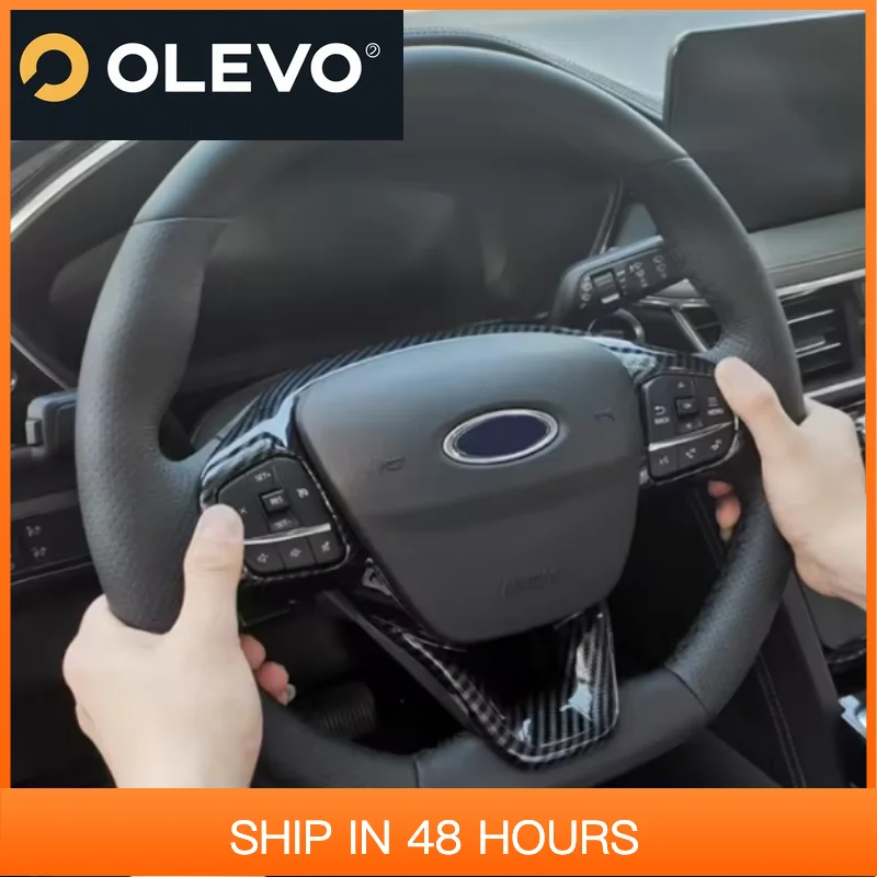 

New ABS Carbon Fibre Matte For Ford Kuga Escape MK3 2020-2023 Auto Accessories Steering Wheel Trim Control Button Frame Cover