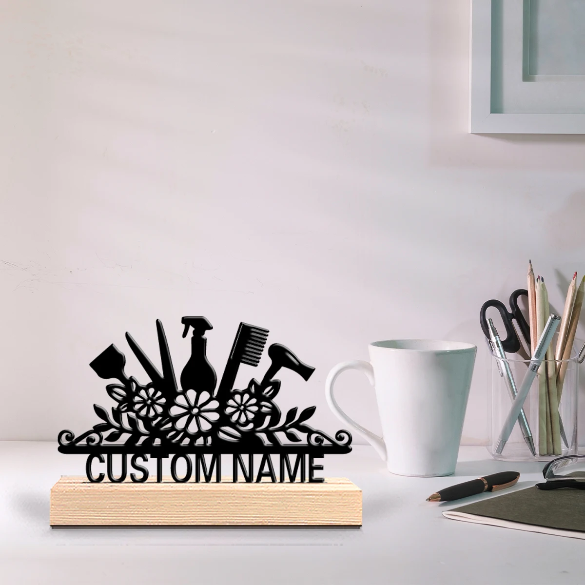 1 pièce – Décoration moderne et élégante en bois personnalisée pour salon de coiffure, bureau ou salon – Cadeau inspiré de la nature