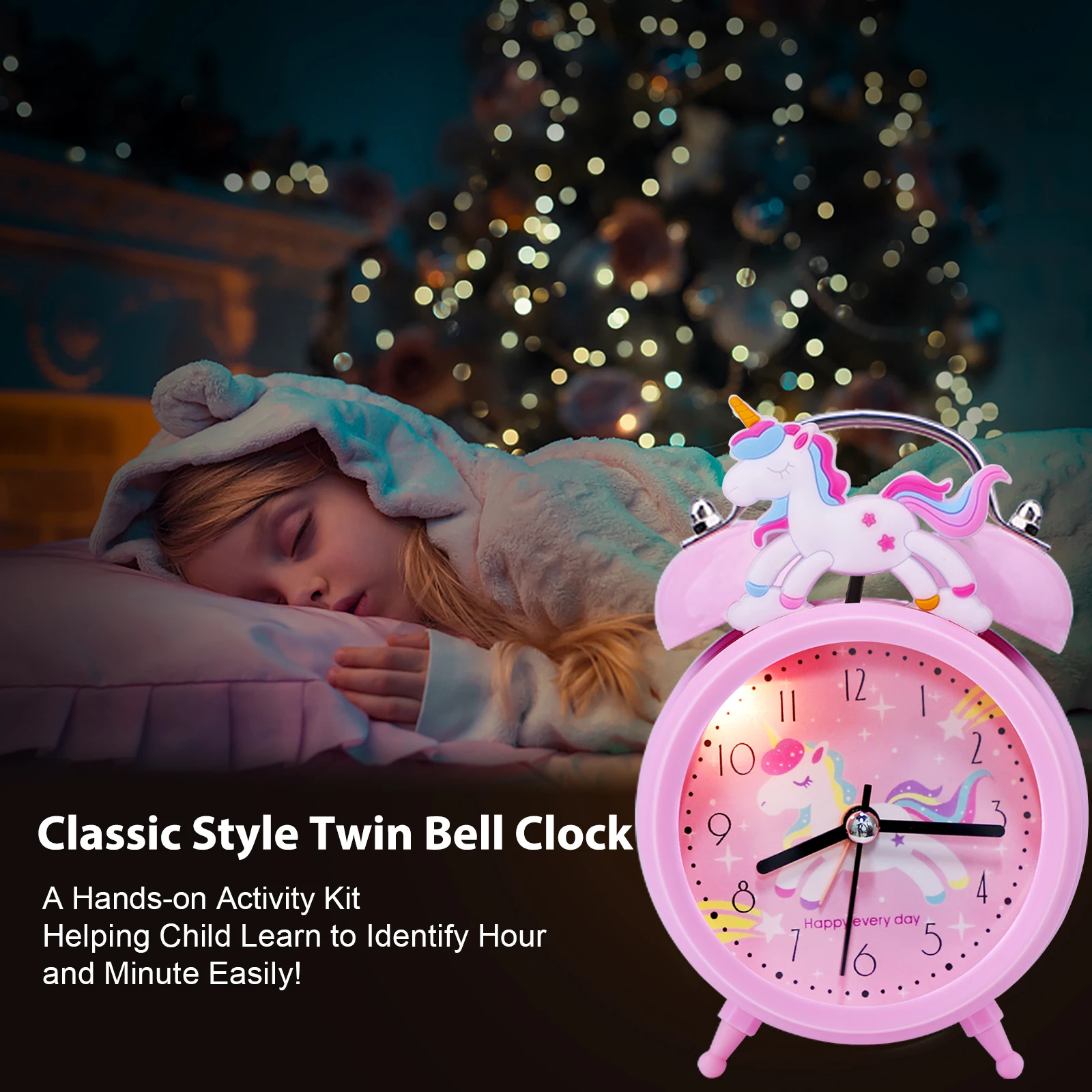 Pink Unicorn Children\'s Alarm Clock Cartoon Desktop for Kids Bedroom Home Decor Alarm Clock Bedside Table Child alarm Gifts