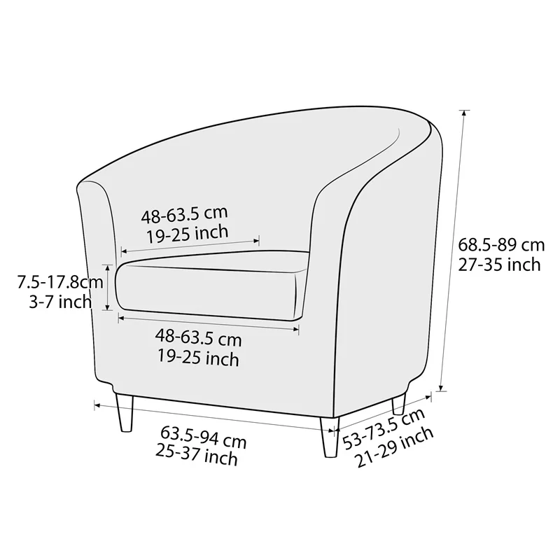 Solid Color Club Armchair Cover Stretch Tub Chair Cover Anti-dirty Jacquard Sofa Slipcover Removable for Home Bar Counter