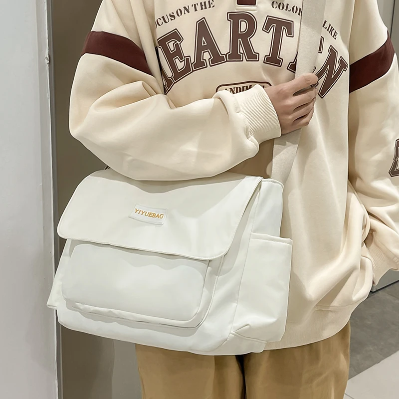 Student Messenger Bag Schoolbag Female Large Size Casual Shopper Bag 2023 New Women Shoulder Bags Simple Solid Color Handbags