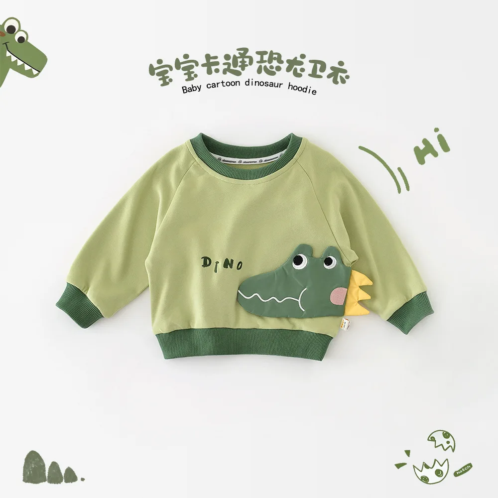 

Autumn Boys clothes long-sleeved sweatshirt children's handsome dinosaur sticker jacket baby casual top