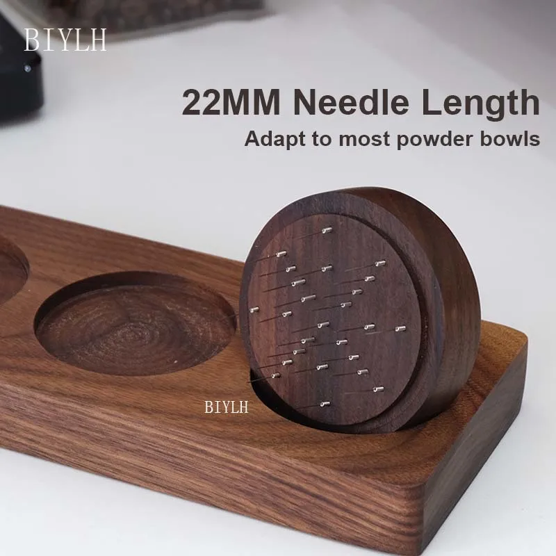 BIYLH 58/53/51MM Wooden Coffee Powder Dispenser Rotating Needle Type Powder Agglomeration Cloth Powder Needle Italian Coffee Set