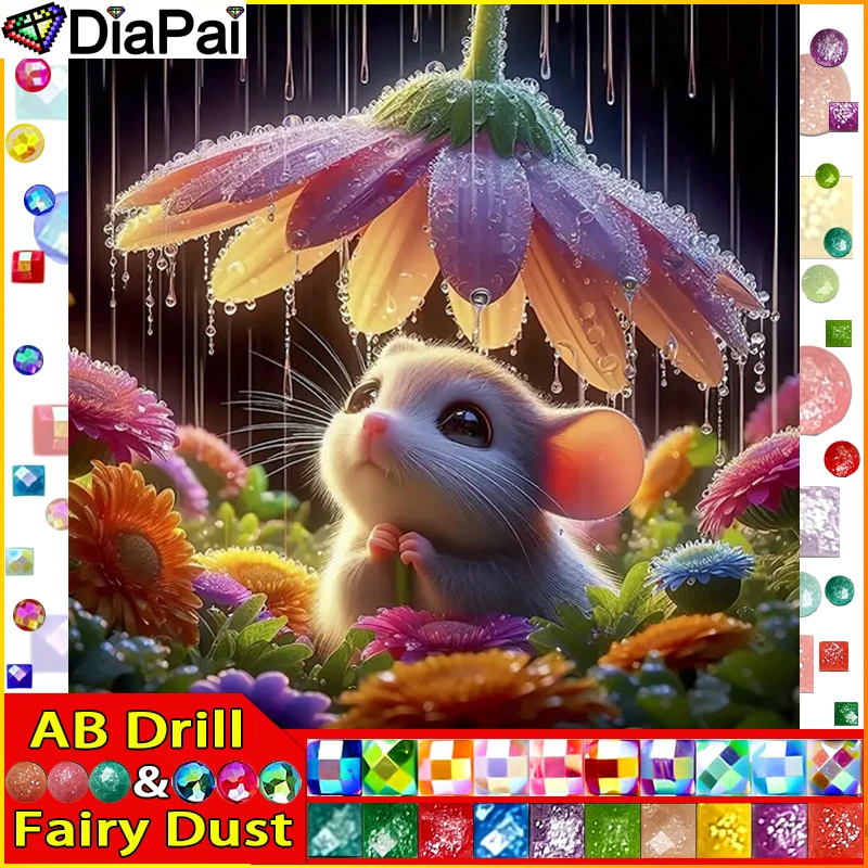 

DiaPai Fairy Dust AB 5D Алмазная картина "Мышка животное цветок" Алмазная вышивка Полный круглый/квадратный Diy Алмазная картина Вышивка крестиком