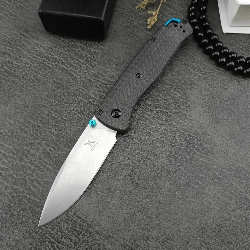 Carbon Fiber Handle HUAAO 535 Pocket Folding Knife D2 Blade High Quality Outdoor Hunting Knife Tactical Camping EDC Tool Gift