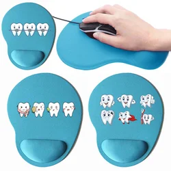 Blue Mouse Pad Non-Slip Base Ergonomic Wrist Rest Pad Teeth Series Comfortable Mousepad for Typist Office Gaming PC Laptop