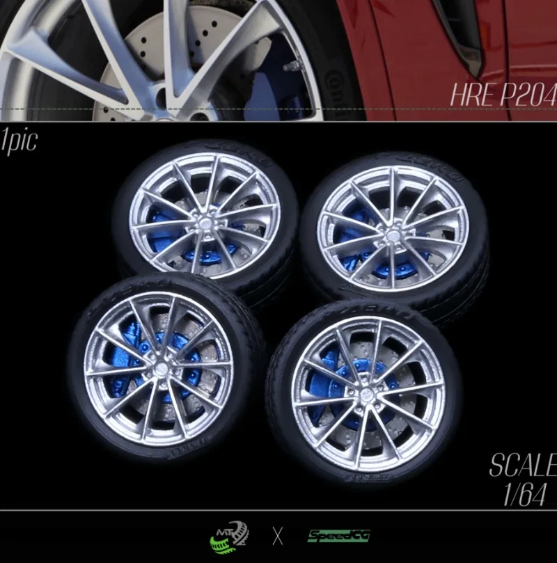 1/64 SpeedCG 9.4/10mm Ruote Modificate per Auto SE035/SE036/108 Pneumatici in Gomma Ruote in Resina Adatte per 1:64 Modello di Auto Statica Ragazzo Regali