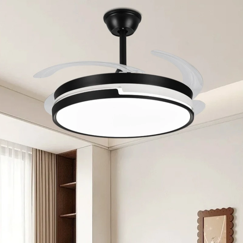 Hidden LED Ceiling Fan Lights Modern Minimalist Indoor Fan Pendant Lamps 42-Inch Home Living Dining Room Bedroom Kitchen Decor