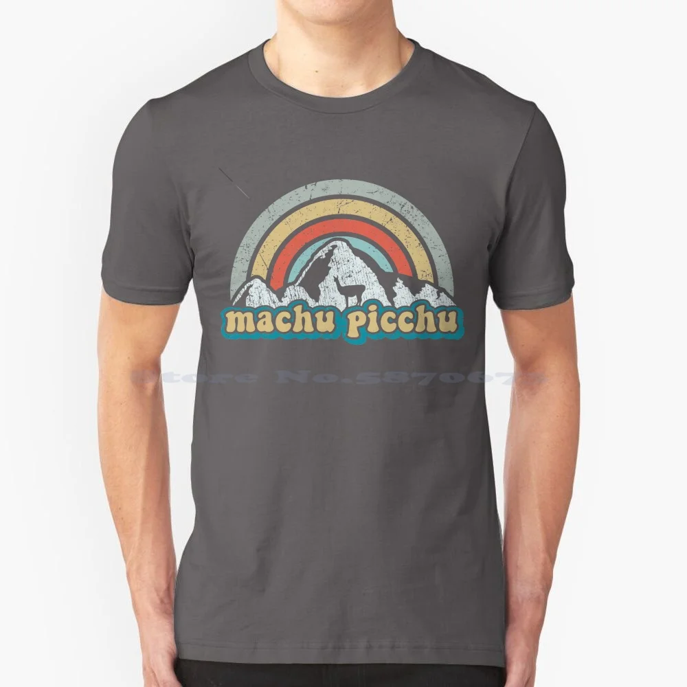 Machu Picchu T Shirt 100% Cotton Tee Machu Picchu Inca Trail Camino Peruano Andes Cuzco Llama Alpaca Retro Vintage Hiking