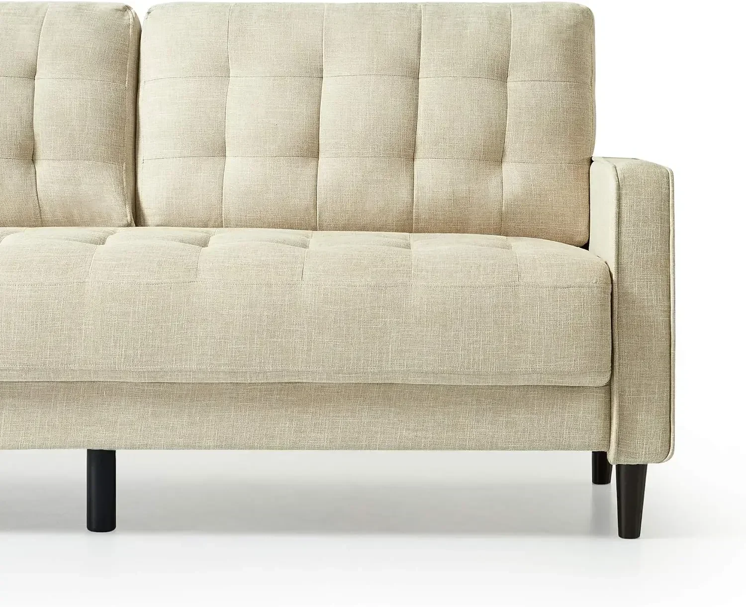 Benton Sofa Couch / Grid Tufted Cushions / Easy, Tool-Free Assembly, Beige