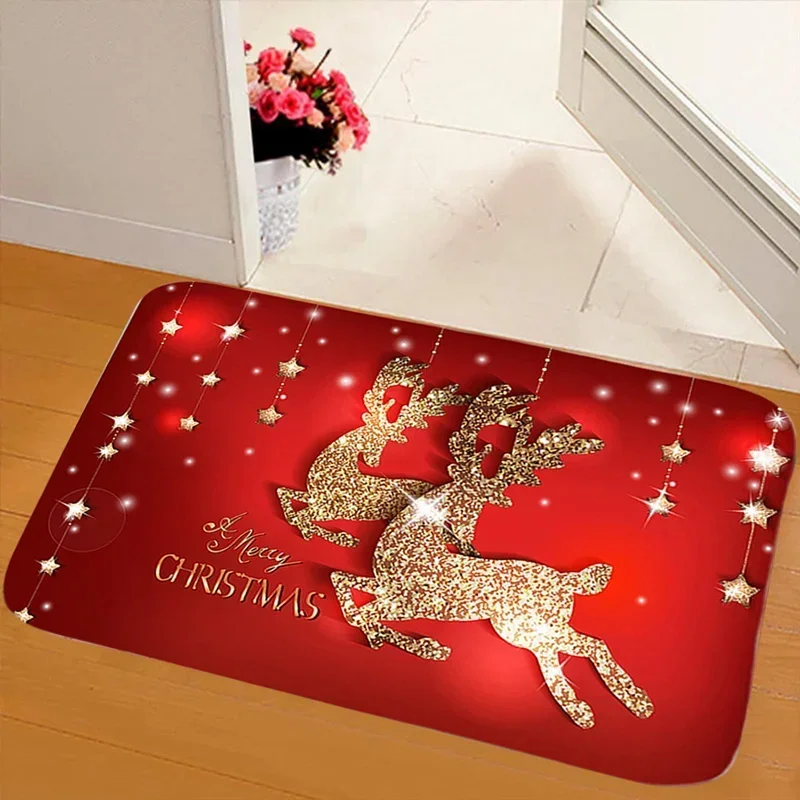 Merry Christmas Decorations for Home Elk Doormat Navidad Ornament New Year 2024 Gifts Xmas Party Decor Natal Noel 2024 Rug Mat