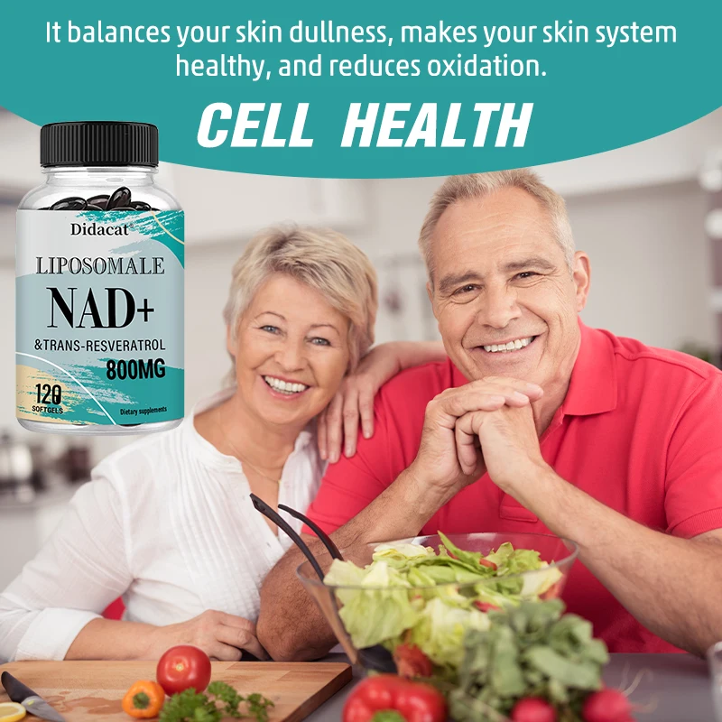 مكمل الدهون NAD - مضاد للشيخوخة، يجدد الطاقة والتركيز، يدعم إصلاح الخلايا، وتعزيز عملية التمثيل الغذائي - 120 كبسولة