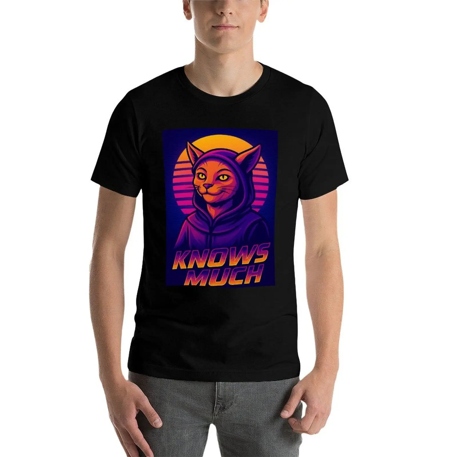 تعرف الكثير – M'aiq The Liar Synthwave Fan Art تي شيرت رجل تي شيرت جرافيك الرجال تي شيرت قطن 100% تي شيرت