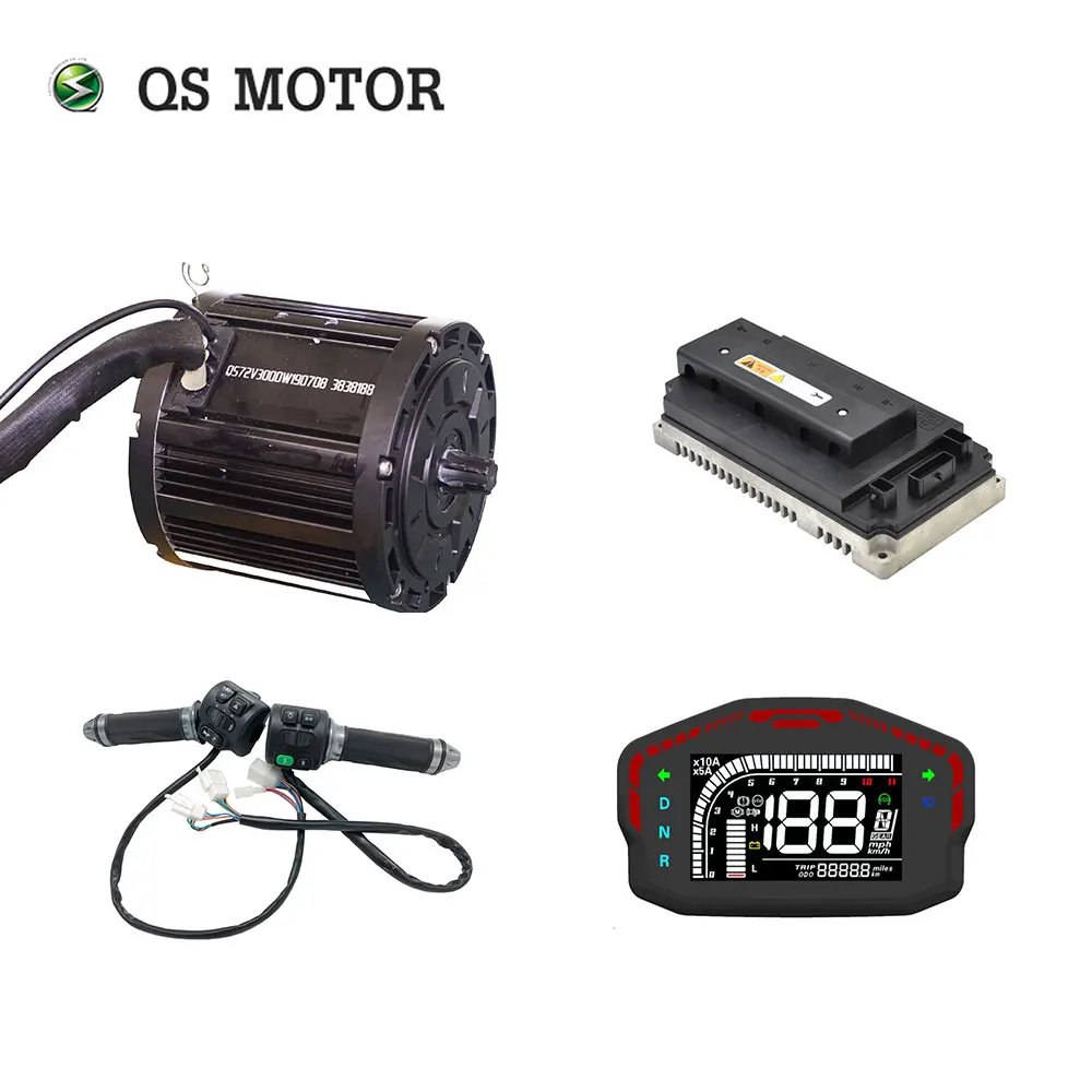 QS 3000W 138 72V 100KPH Mid Drive Motor Power 428 Chain Train Kits With EM150SP Controller