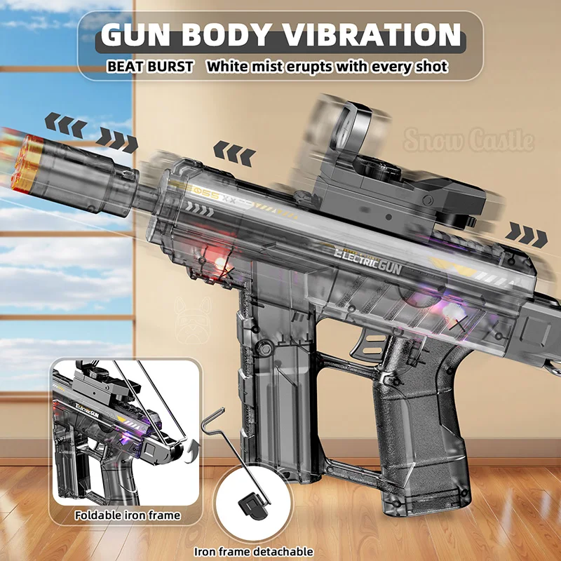 Elektrische Spray Mist Glowende Geluidseffect Speelgoedpistool voor Kinderen Buitenspeelgoed Opvouwbaar Automatisch Uzi Pistool Speelgoed Kindercadeaus