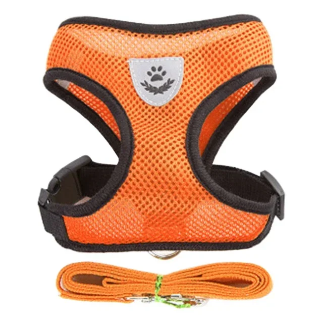Adjustable Mesh Dog Harness And Leash Set For Small Medium Pets_voghion.com