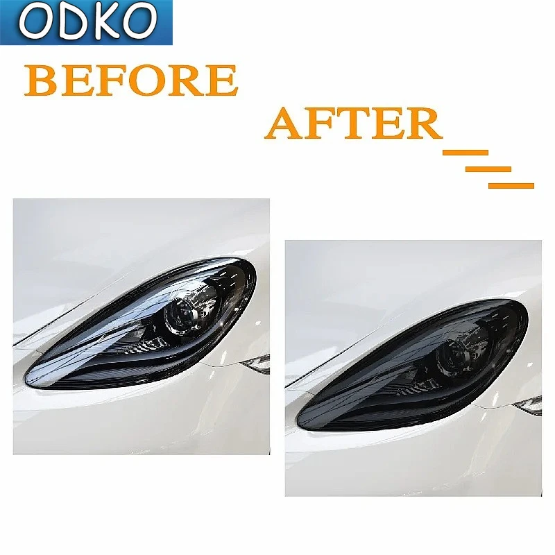 For Porsche 718 Boxster Cayman Spoiler 2016-Present Car Headlight Taillight Protection Tint Film Smoke Black TPU Light Sticker