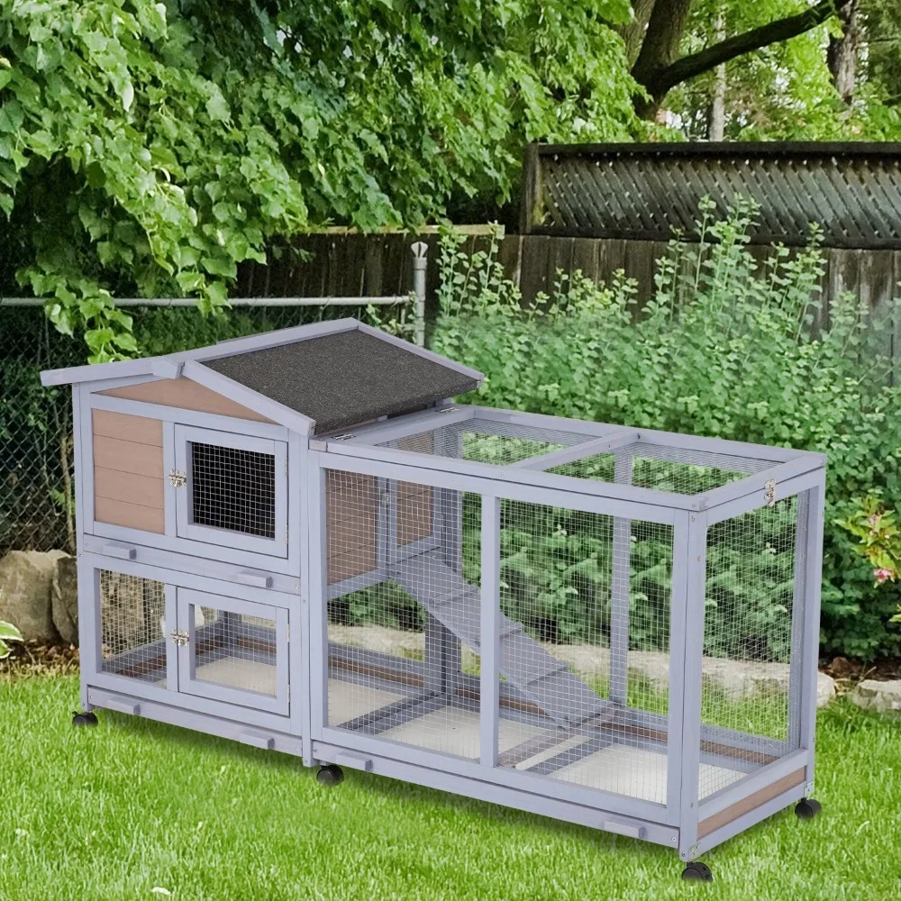 

Wood Rabbit Hutch Rabbit Cage Bunny Hutch Rolling Large Bunny Cage Indoor