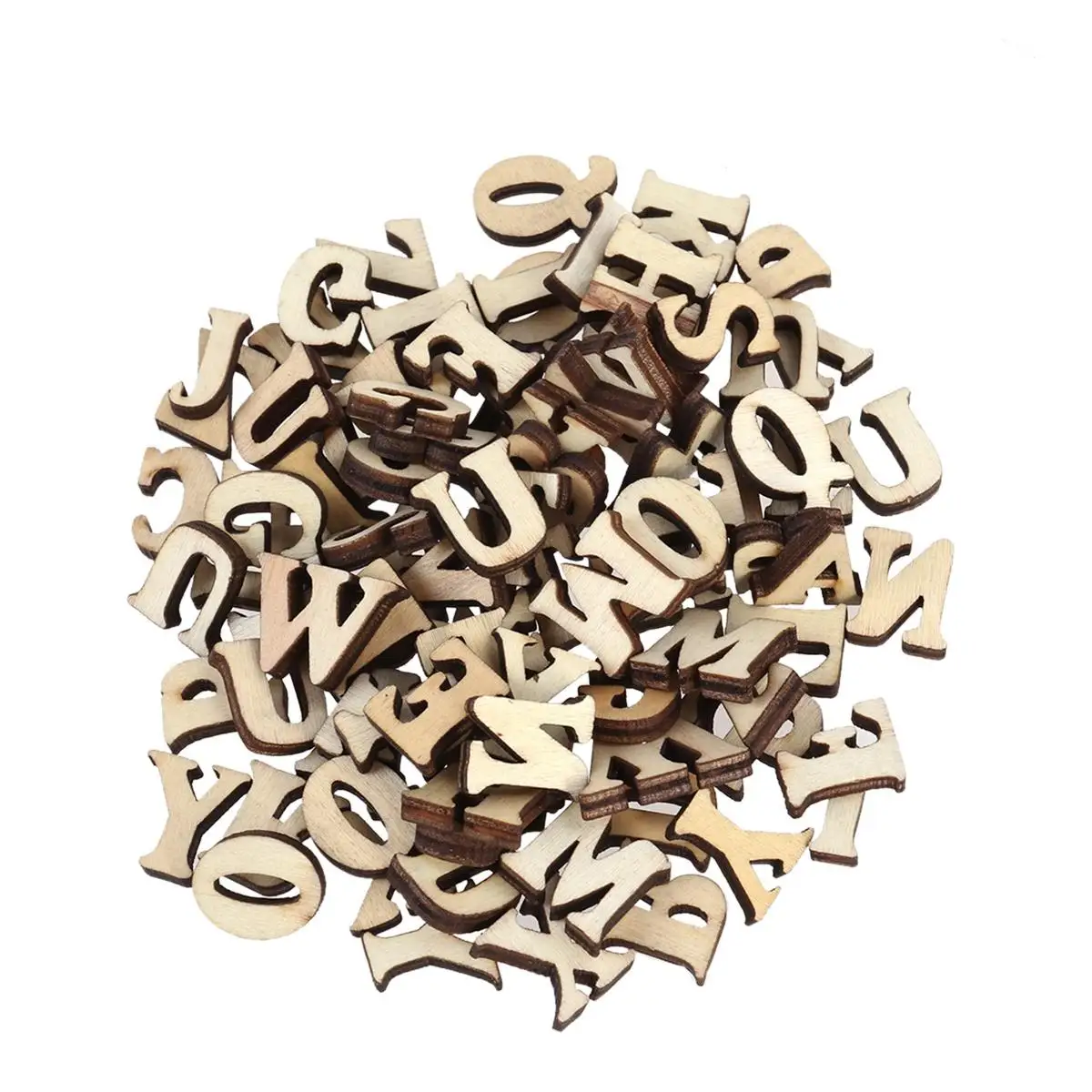 

50 PCS Letter Wood Chips Wooden Letters Scrapbook Mirror Alphabet Discs with Holes Bamboo Unfinished Crafts
