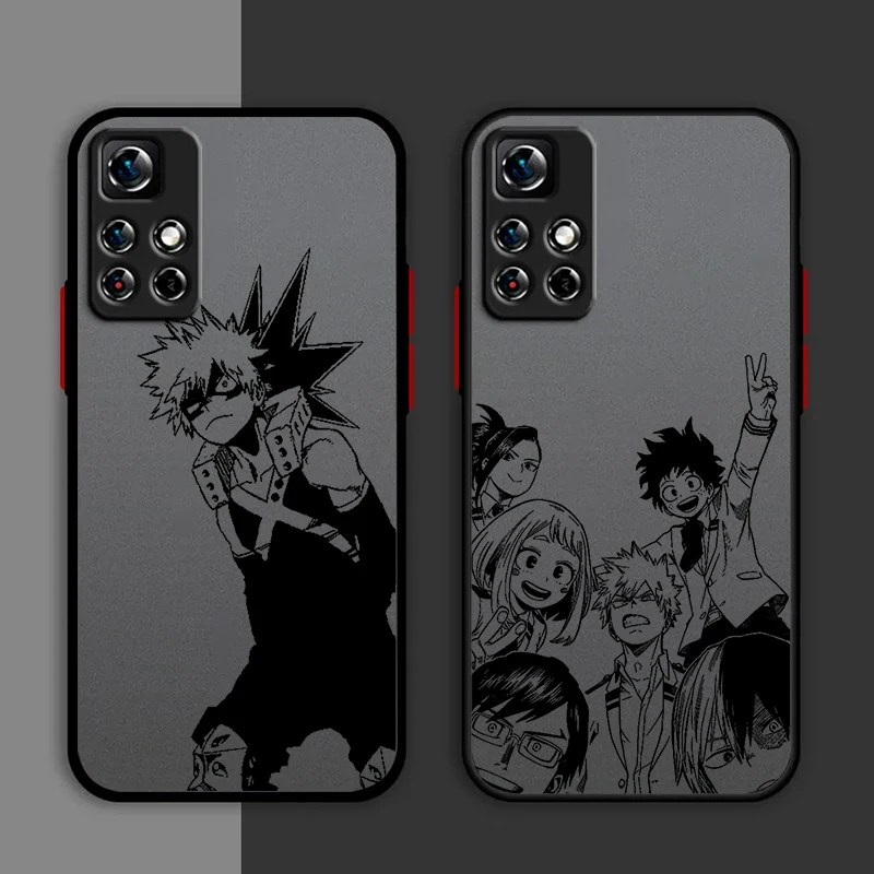 My Hero Academia Comics Phone Case For Redmi Note 13 12 11 10 Pro Plus Pro S T 5G Matte Frosted Translucent Cover