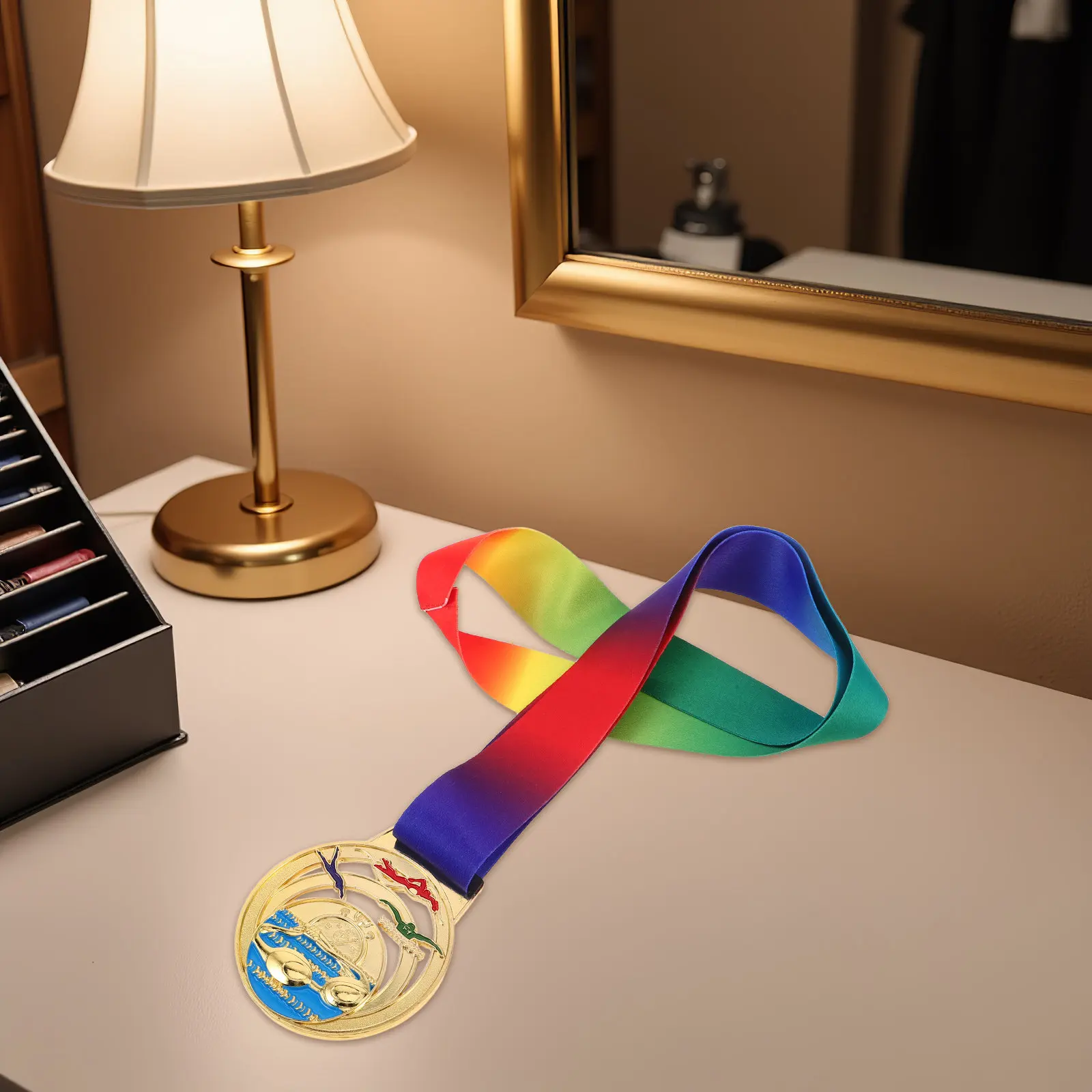 Creative Metal Swimming Medal Zinc Alloy First Place Award Ribbon Sports Event Champion Recognition Medals Sport Medal Metal